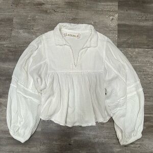 We The Free Cream Textured Blouse